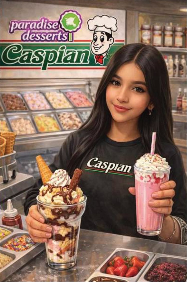 Caspian Paradise Paradise Desserts specialist serving ice cream and milkshakes
