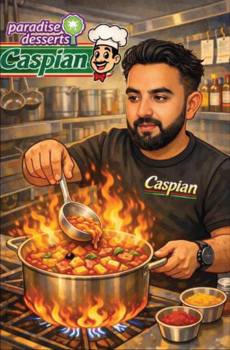 Caspian Paradise head chef cooking fresh curry with passion